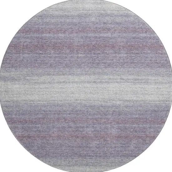 8' Lavender And Ivory Striped Washable Round Rug With UV Protection Photo 2