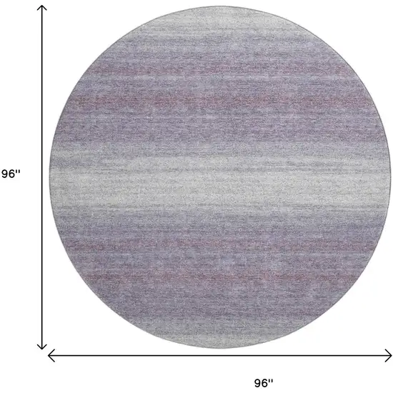 8' Lavender And Ivory Striped Washable Round Rug With UV Protection Photo 9