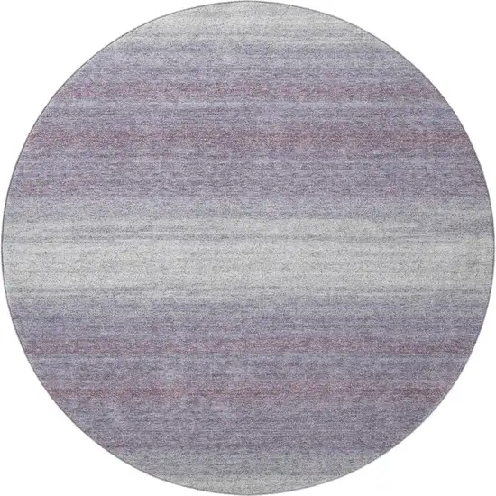 8' Lavender And Ivory Striped Washable Round Rug With UV Protection Photo 4