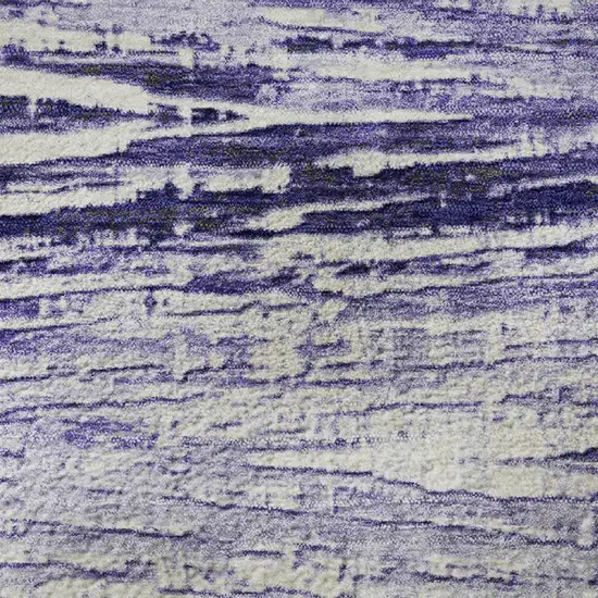 8' Lavender And Ivory Striped Washable Round Rug With UV Protection Photo 8