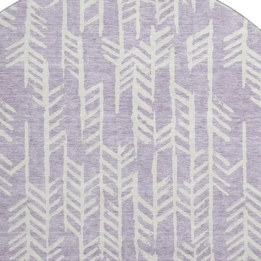 8' Lavender And Ivory Tribal Washable Round Rug With UV Protection Photo 4