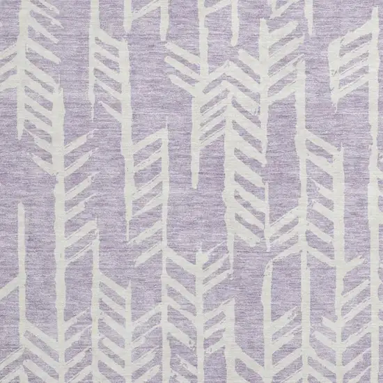 8' Lavender And Ivory Tribal Washable Round Rug With UV Protection Photo 3