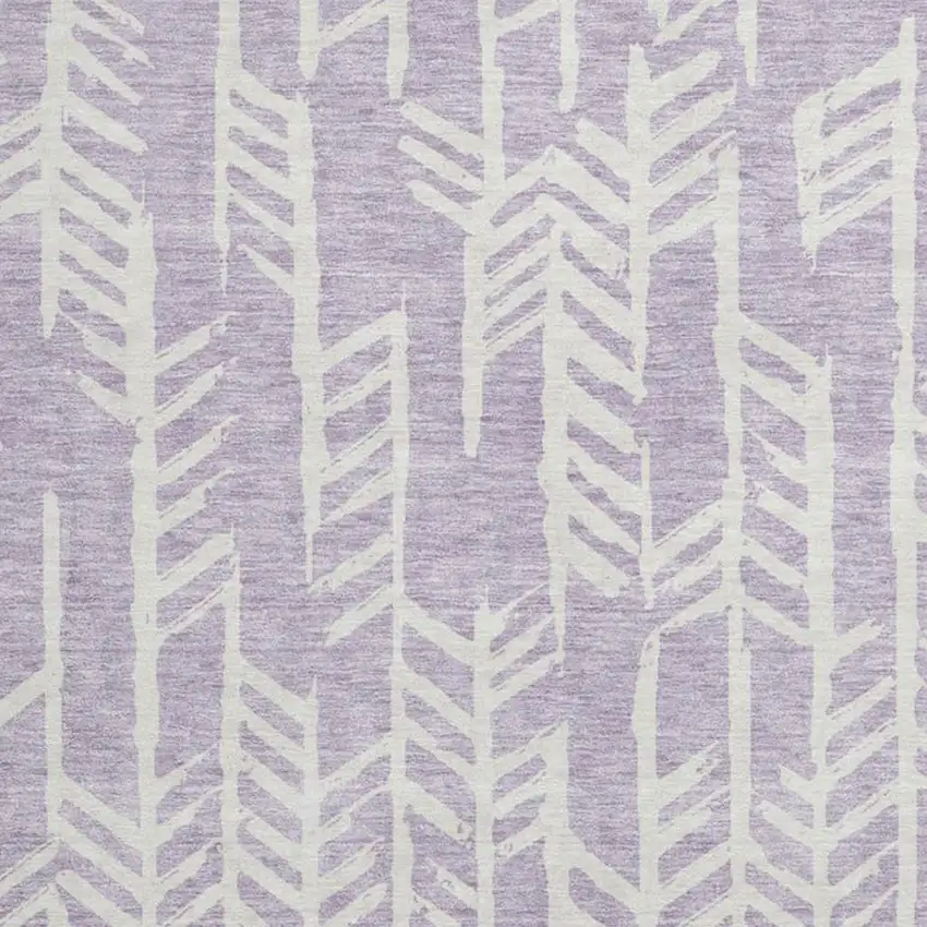 8' Lavender And Ivory Tribal Washable Round Rug With UV Protection Photo 3