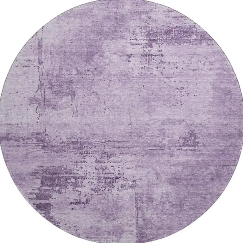 8' Lavender And Lilac Abstract Washable Round Rug With UV Protection Photo 3
