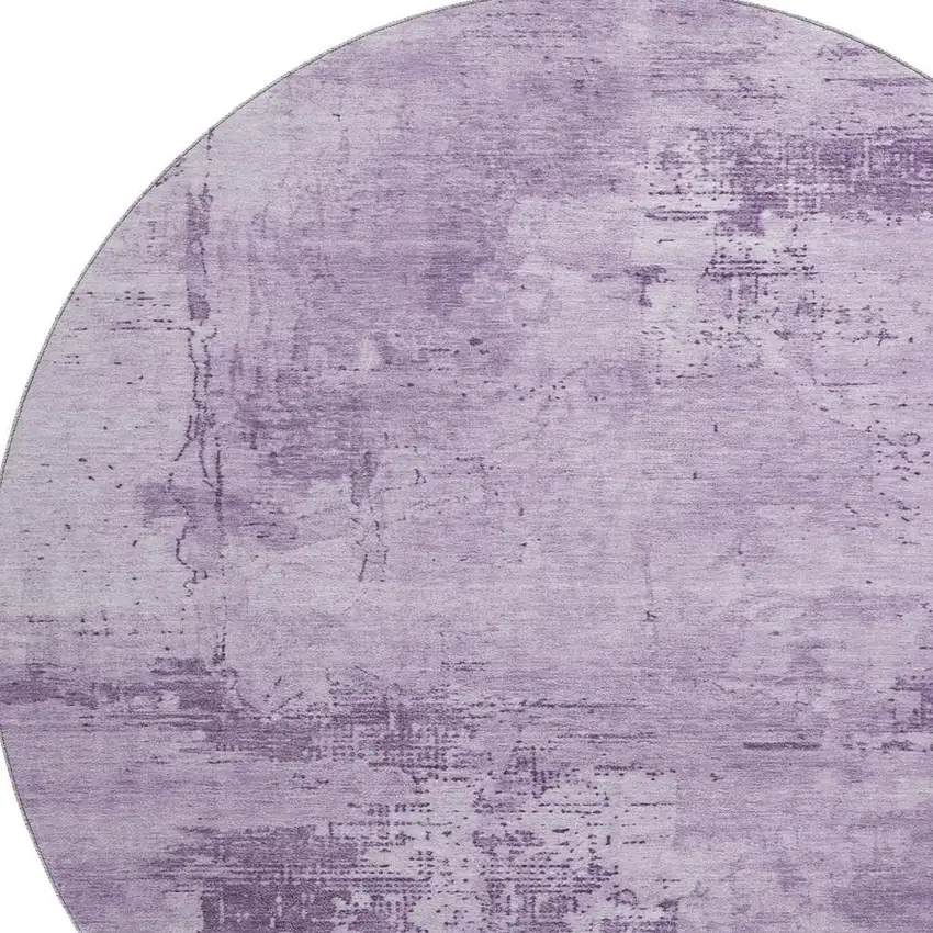 8' Lavender And Lilac Abstract Washable Round Rug With UV Protection Photo 2