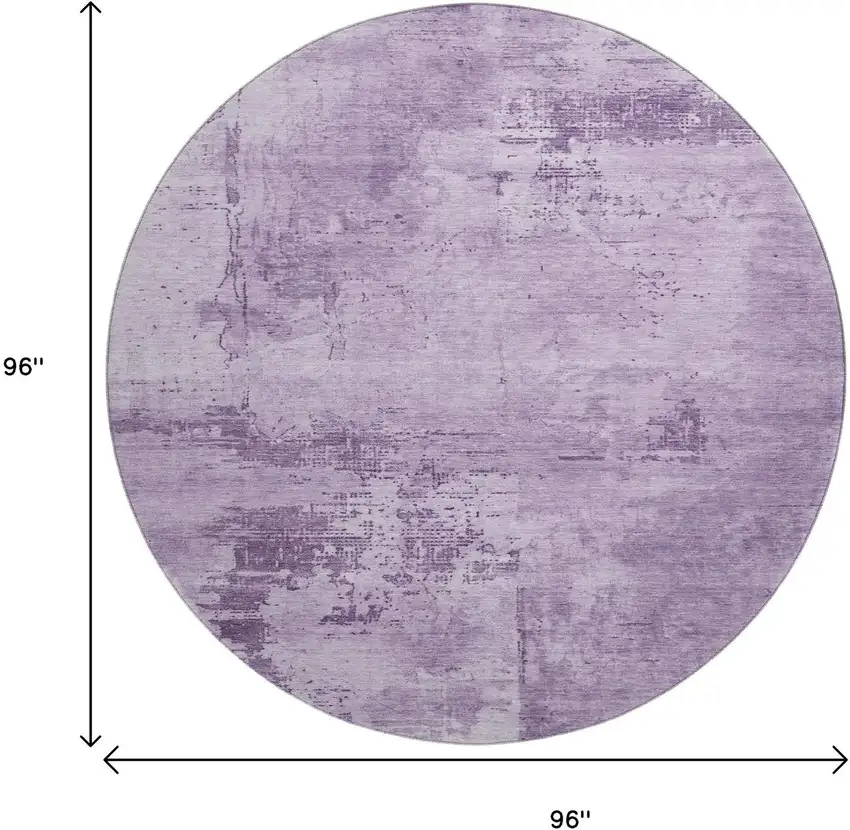 8' Lavender And Lilac Abstract Washable Round Rug With UV Protection Photo 9