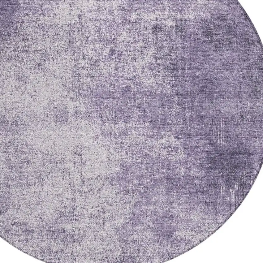 8' Lavender And Lilac Round Abstract Washable Indoor Outdoor Area Rug Photo 4