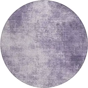Photo of 8' Lavender And Lilac Round Abstract Washable Indoor Outdoor Area Rug