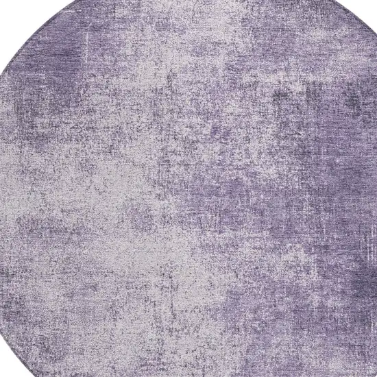 8' Lavender And Lilac Round Abstract Washable Indoor Outdoor Area Rug Photo 7