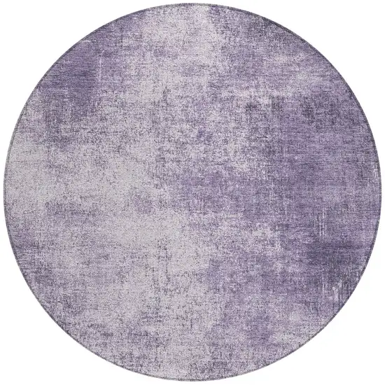 8' Lavender And Lilac Round Abstract Washable Indoor Outdoor Area Rug Photo 3