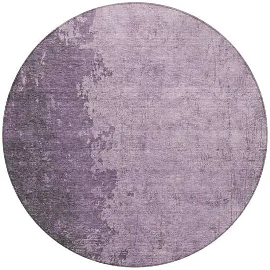 8' Lavender And Lilac Round Abstract Washable Indoor Outdoor Area Rug Photo 3