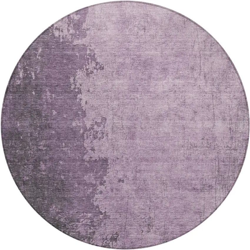 8' Lavender And Lilac Round Abstract Washable Indoor Outdoor Area Rug Photo 1