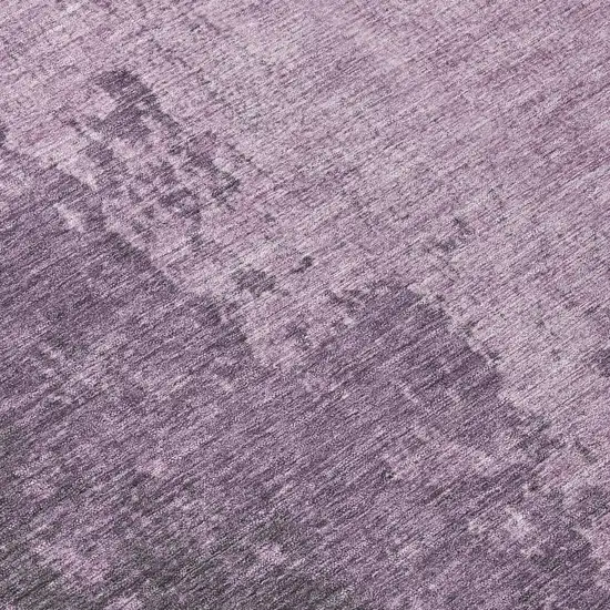 8' Lavender And Lilac Round Abstract Washable Indoor Outdoor Area Rug Photo 9