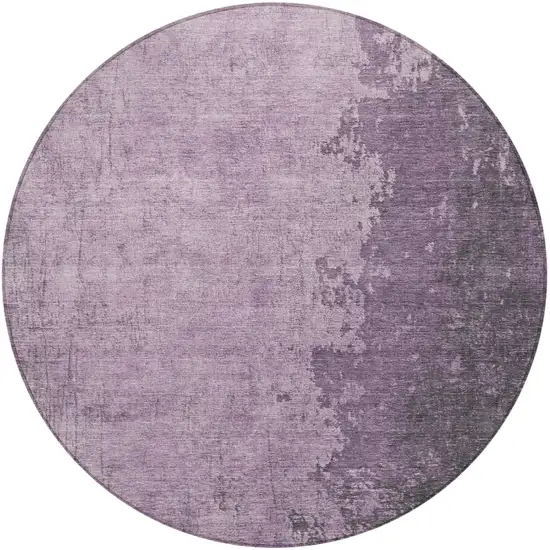8' Lavender And Lilac Round Abstract Washable Indoor Outdoor Area Rug Photo 4