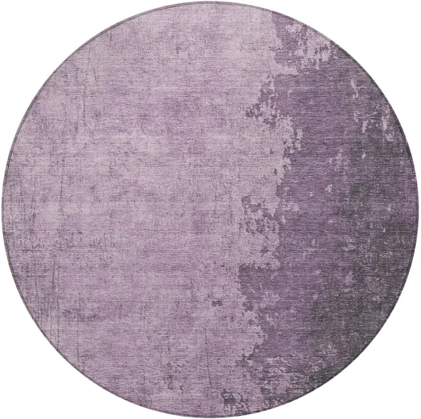 8' Lavender And Lilac Round Abstract Washable Indoor Outdoor Area Rug Photo 4