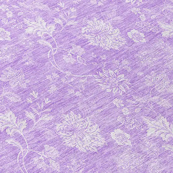 8' Lavender And Lilac Round Floral Washable Indoor Outdoor Area Rug Photo 8