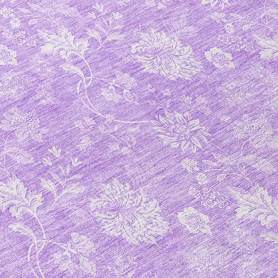 8' Lavender And Lilac Round Floral Washable Indoor Outdoor Area Rug Photo 8