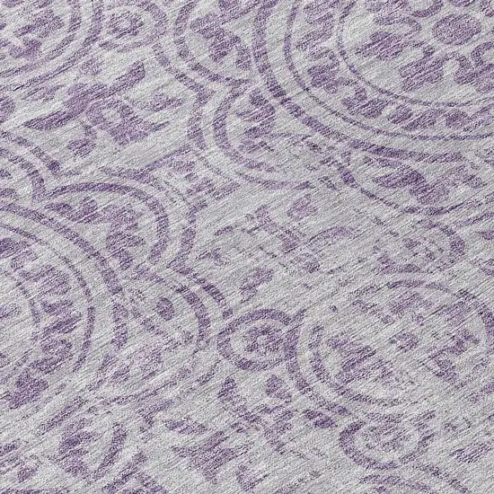 8' Lavender And Lilac Round Medallion Washable Indoor Outdoor Area Rug Photo 7