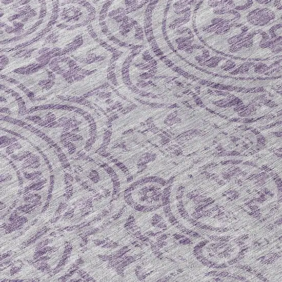 8' Lavender And Lilac Round Medallion Washable Indoor Outdoor Area Rug Photo 7
