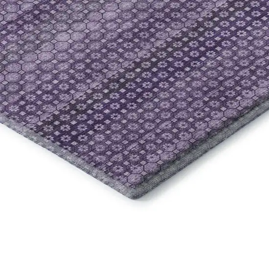 8' Lavender And Lilac Striped Washable Area Rug With UV Protection Photo 7