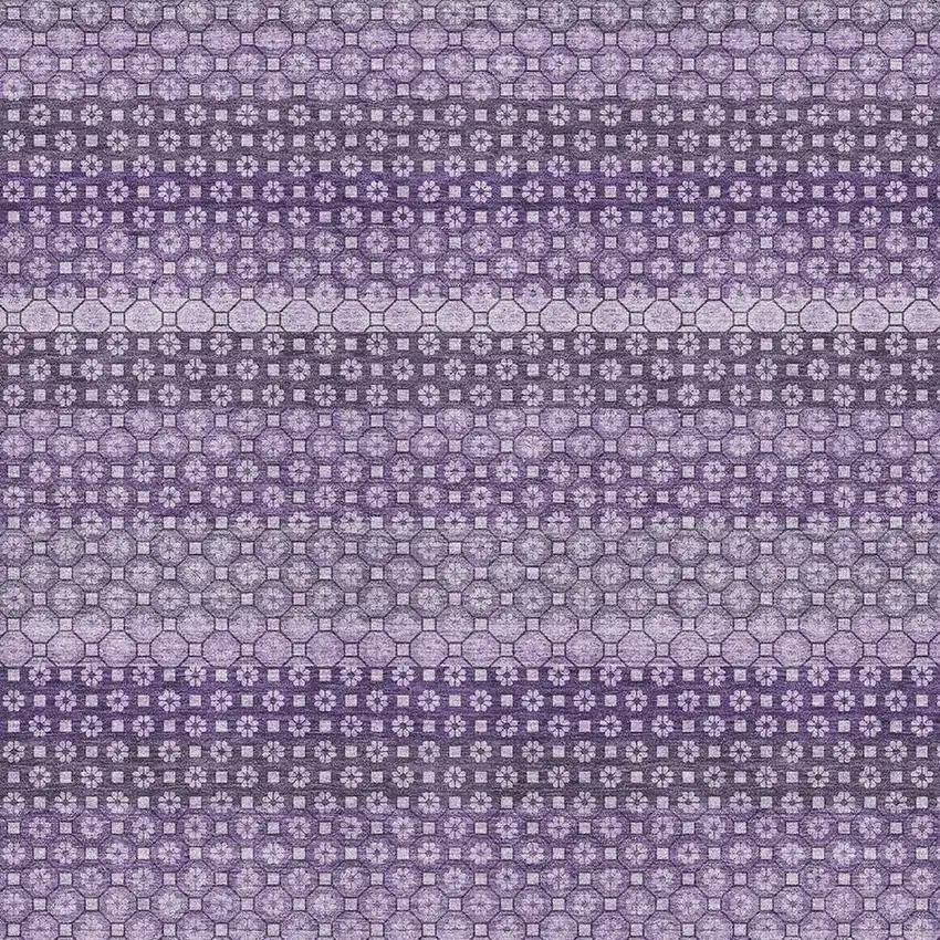 8' Lavender And Lilac Striped Washable Area Rug With UV Protection Photo 2