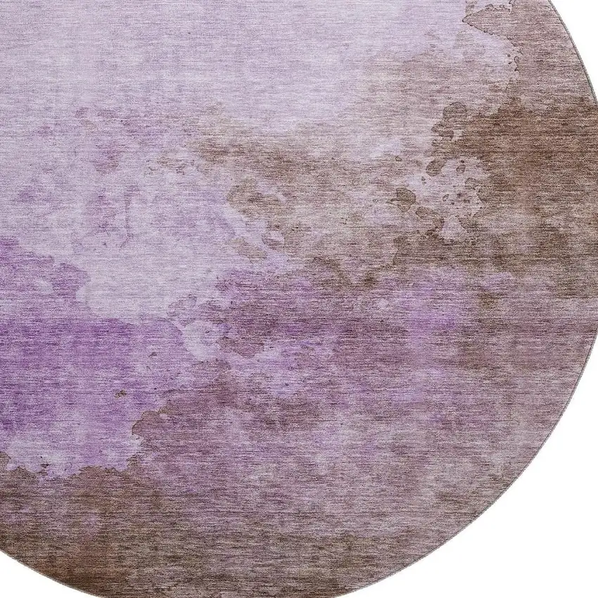 8' Lavender And Mauve Abstract Washable Round Rug With UV Protection Photo 2