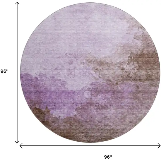 8' Lavender And Mauve Abstract Washable Round Rug With UV Protection Photo 9