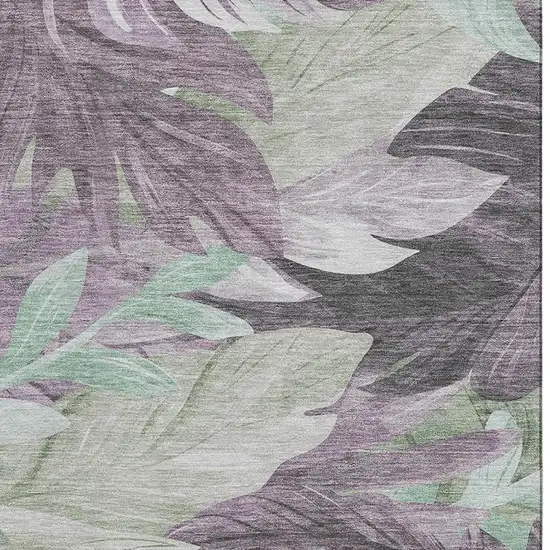 8' Lavender And Mint Green Floral Washable Area Rug With UV Protection Photo 2