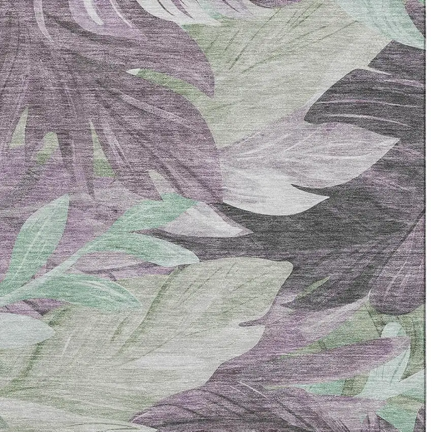 8' Lavender And Mint Green Floral Washable Area Rug With UV Protection Photo 2