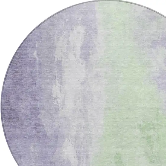 8' Lavender And Mint Green Round Abstract Washable Indoor Outdoor Area Rug Photo 4