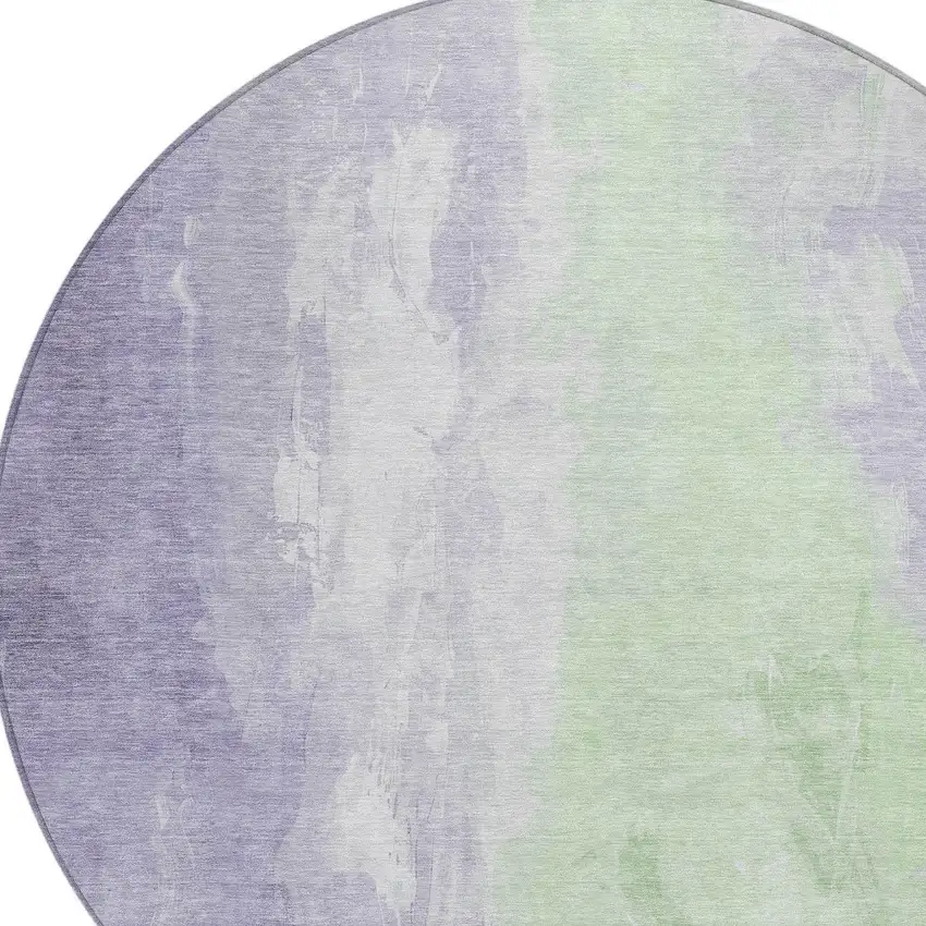 8' Lavender And Mint Green Round Abstract Washable Indoor Outdoor Area Rug Photo 8