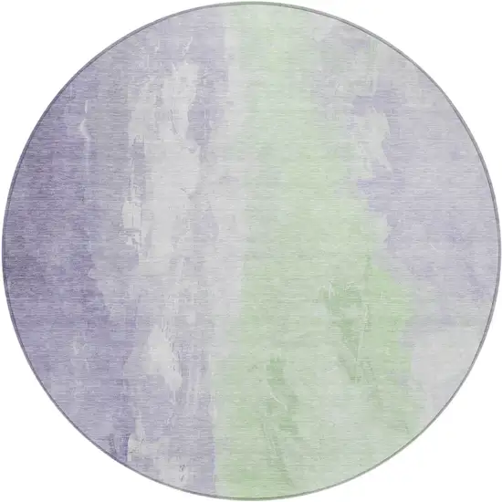 8' Lavender And Mint Green Round Abstract Washable Indoor Outdoor Area Rug Photo 1