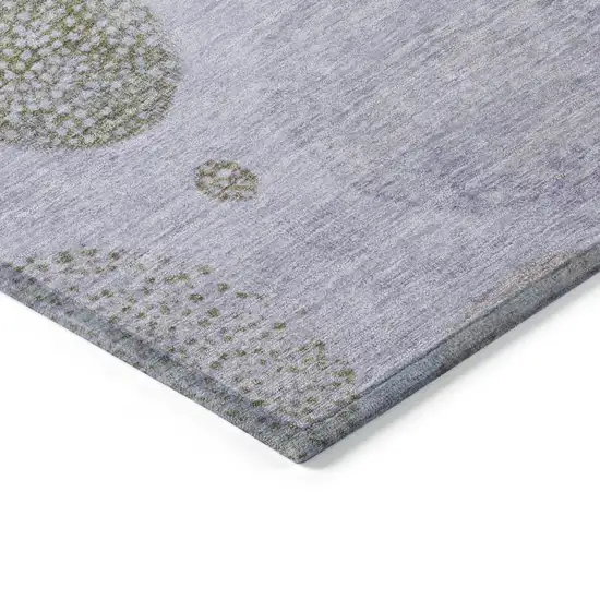 8' Lavender And Olive Green Round Geometric Washable Indoor Outdoor Area Rug Photo 8