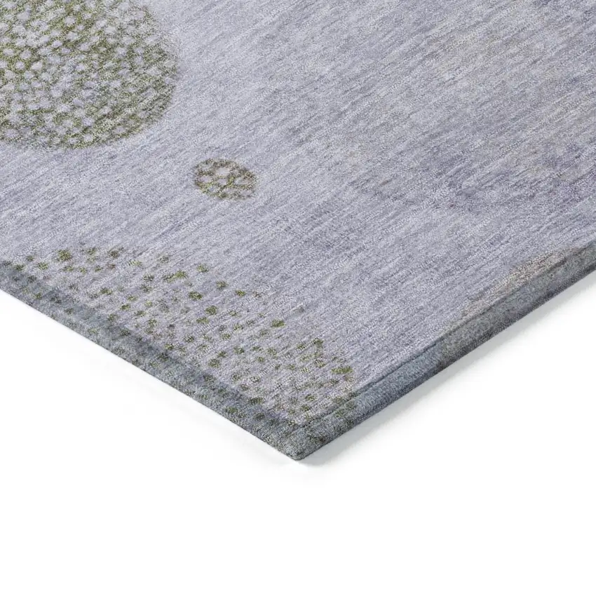 8' Lavender And Olive Green Round Geometric Washable Indoor Outdoor Area Rug Photo 8