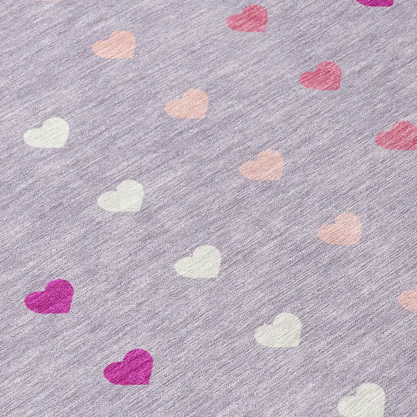 8' Lavender And Pink Round Geometric Washable Indoor Outdoor Area Rug Photo 7
