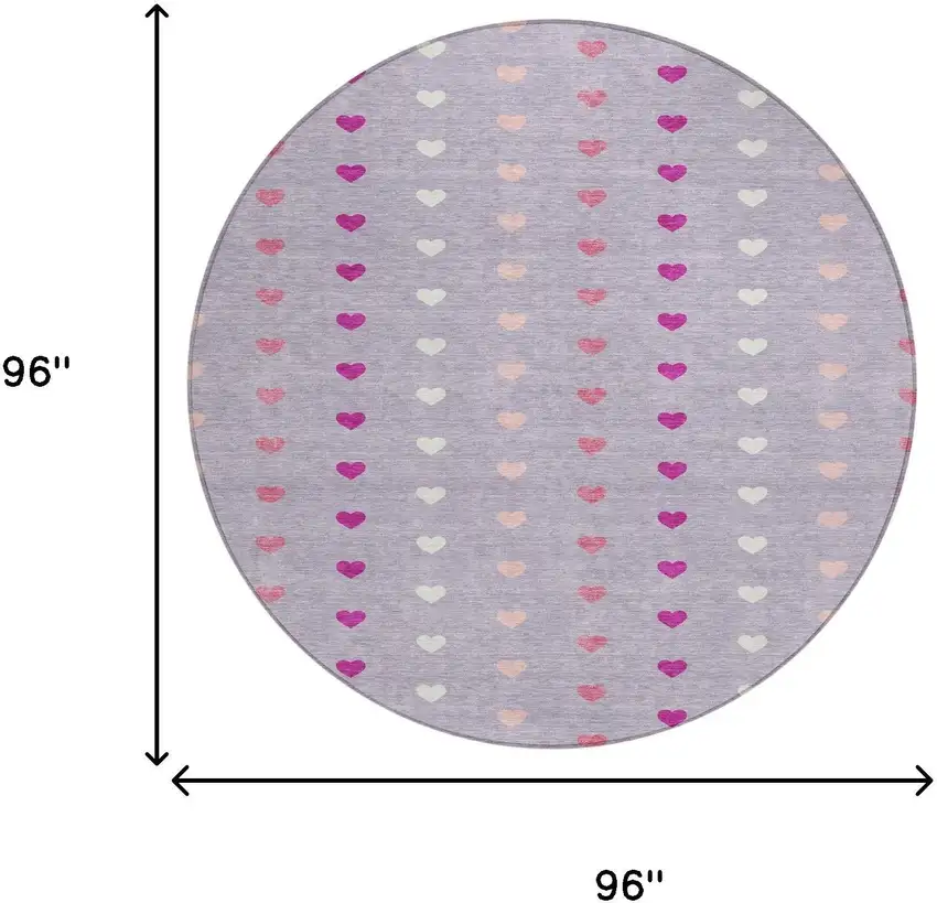 8' Lavender And Pink Round Geometric Washable Indoor Outdoor Area Rug Photo 8