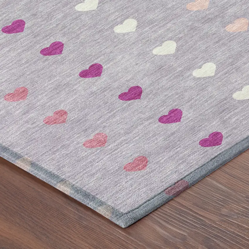 8' Lavender And Pink Round Geometric Washable Indoor Outdoor Area Rug Photo 6