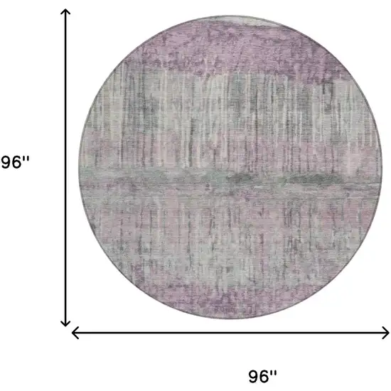 8' Lavender And Plum Round Abstract Washable Indoor Outdoor Area Rug Photo 8