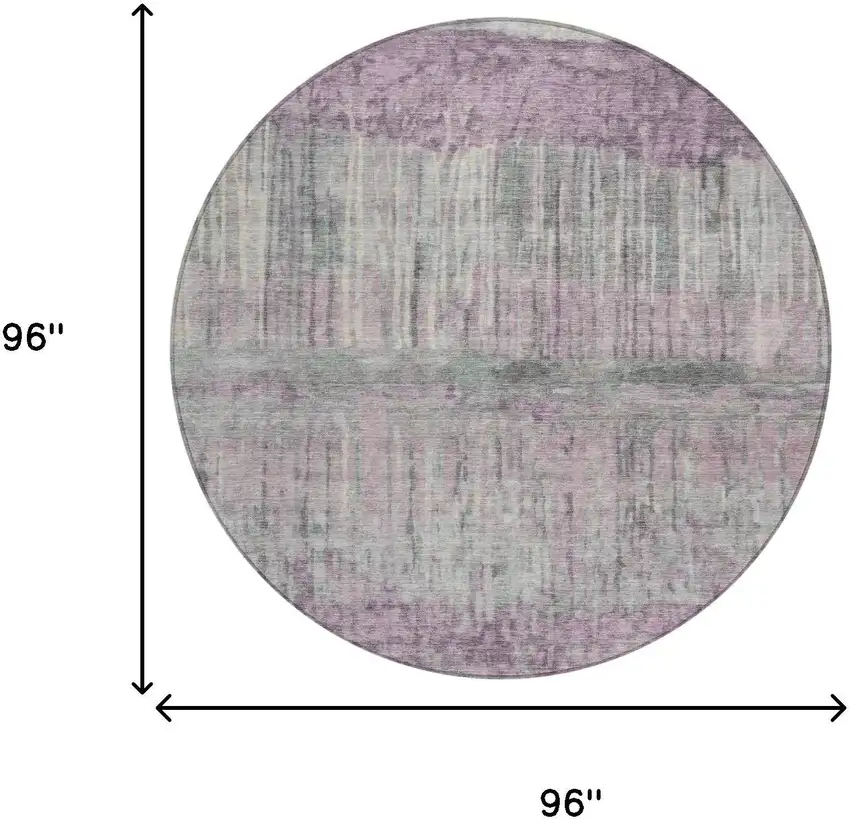 8' Lavender And Plum Round Abstract Washable Indoor Outdoor Area Rug Photo 8