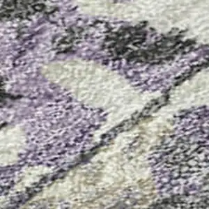 Photo of 8' Lavender And Plum Round Abstract Washable Indoor Outdoor Area Rug