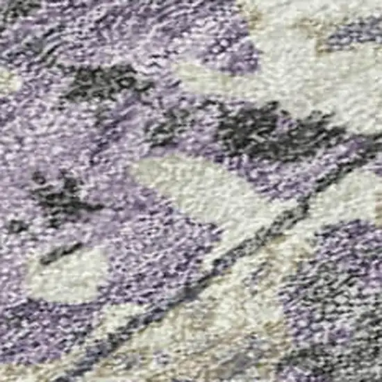 8' Lavender And Plum Round Abstract Washable Indoor Outdoor Area Rug Photo 2