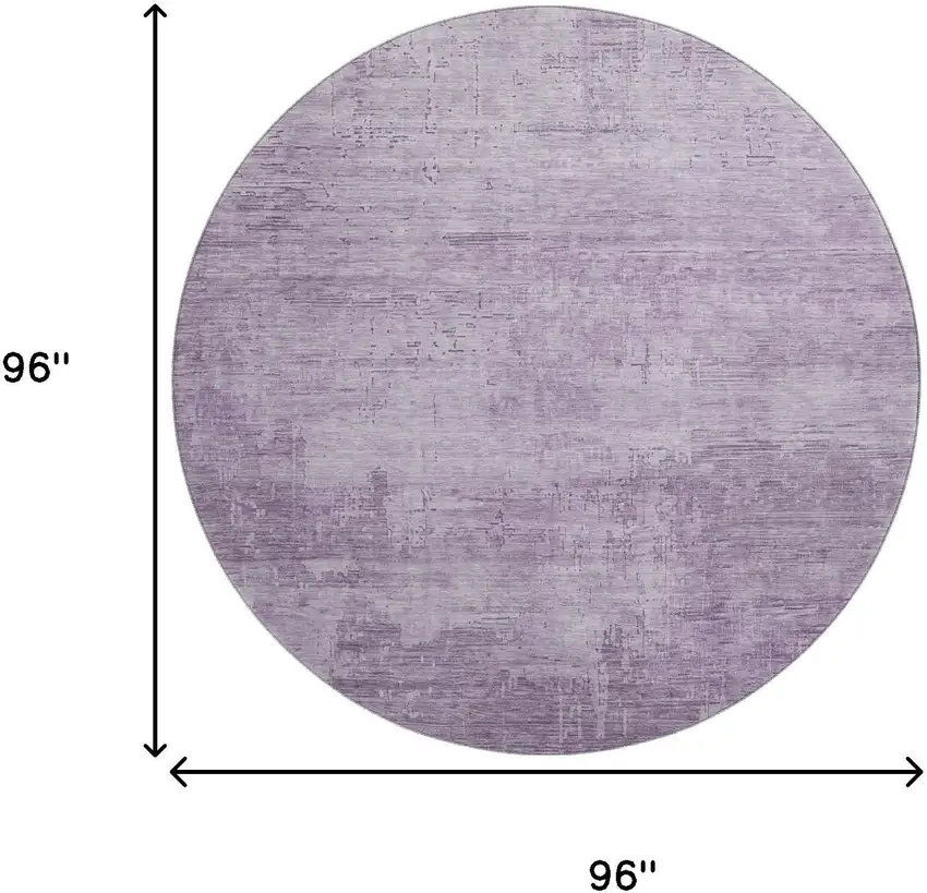 8' Lavender And Purple Abstract Washable Round Rug With UV Protection Photo 9