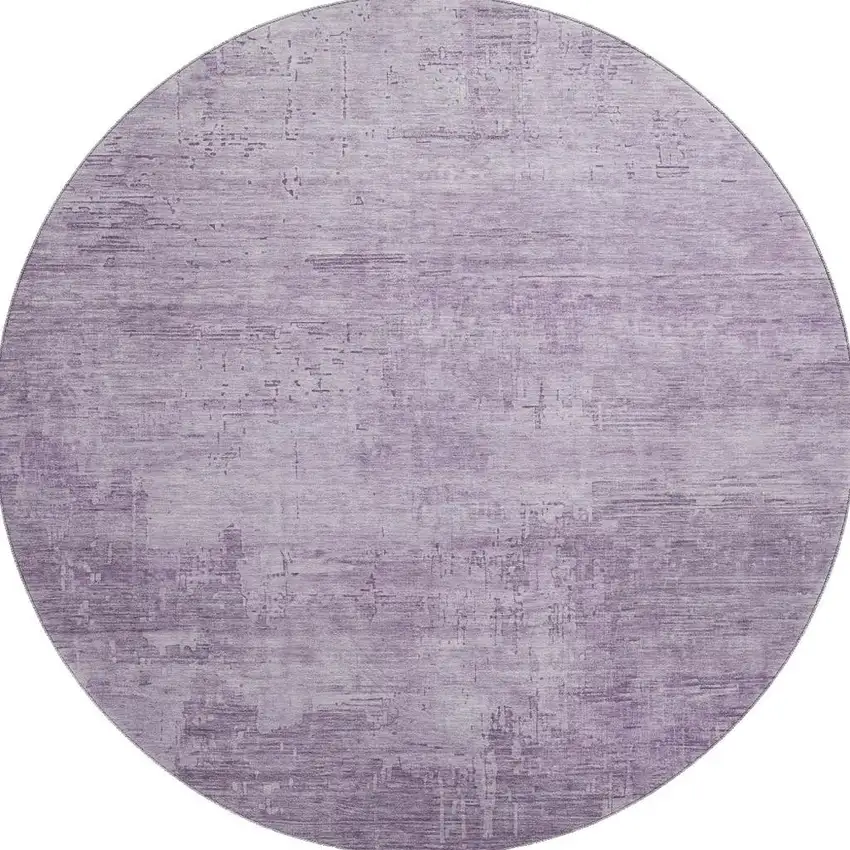 8' Lavender And Purple Abstract Washable Round Rug With UV Protection Photo 3