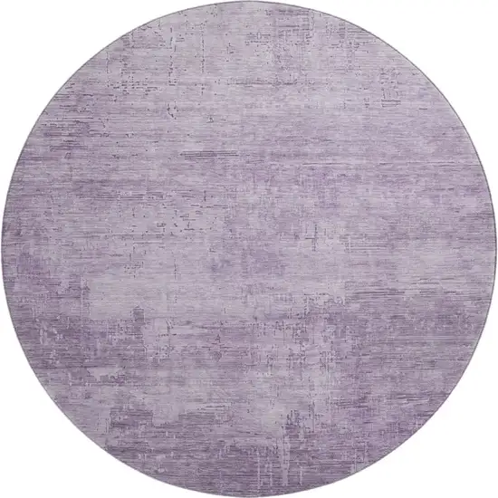 8' Lavender And Purple Abstract Washable Round Rug With UV Protection Photo 1