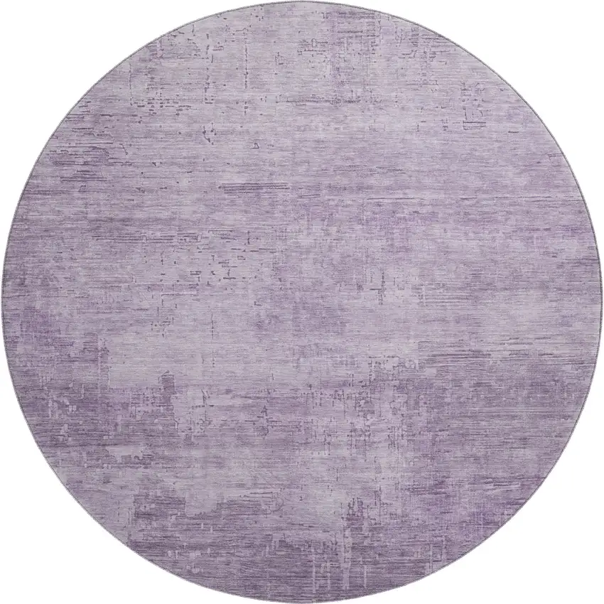 8' Lavender And Purple Abstract Washable Round Rug With UV Protection Photo 1