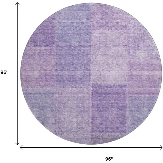 8' Lavender And Purple Patchwork Washable Round Rug With UV Protection Photo 3