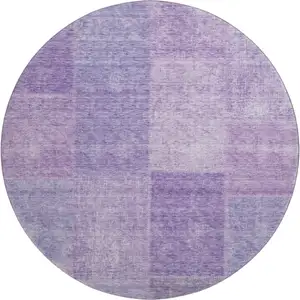 Photo of 8' Lavender And Purple Patchwork Washable Round Rug With UV Protection