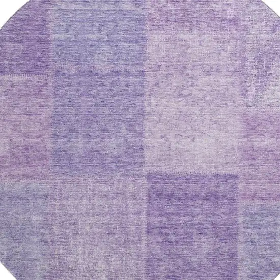 8' Lavender And Purple Patchwork Washable Round Rug With UV Protection Photo 3