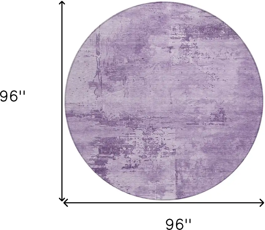 8' Lavender And Purple Round Abstract Washable Indoor Outdoor Area Rug Photo 9