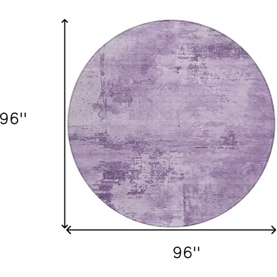 8' Lavender And Purple Round Abstract Washable Indoor Outdoor Area Rug Photo 9